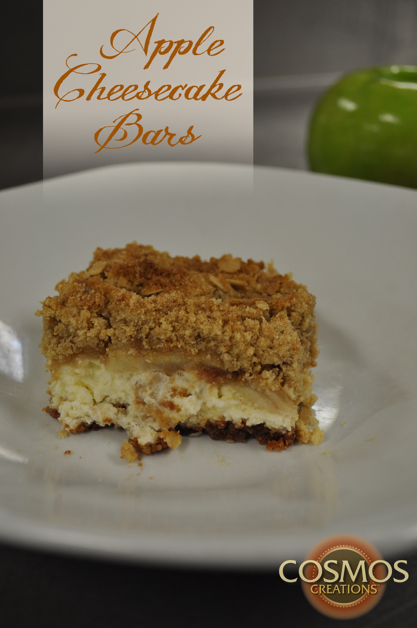 Apple Cheesecake Bars with Cosmos